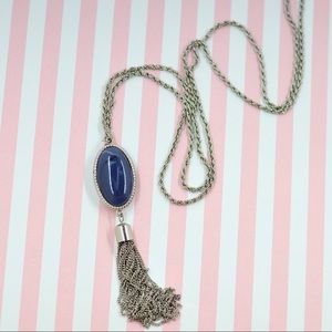 Stunning chrome necklace with blue main stone